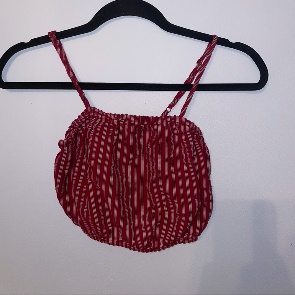 American Eagle Red and White Striped Buble Tank Top